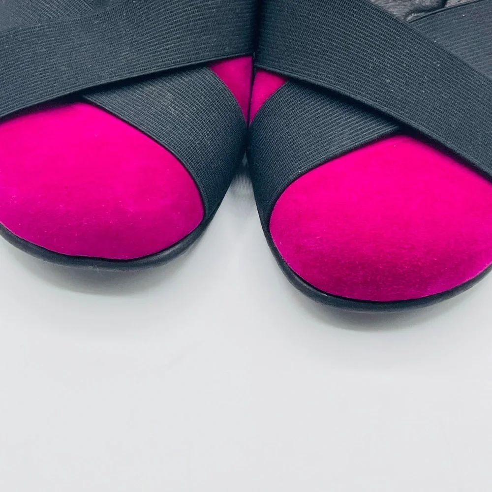 Gentle Souls Kenneth Cole Pink Suede Criss Cross Elastic Block Heel Pumps 38